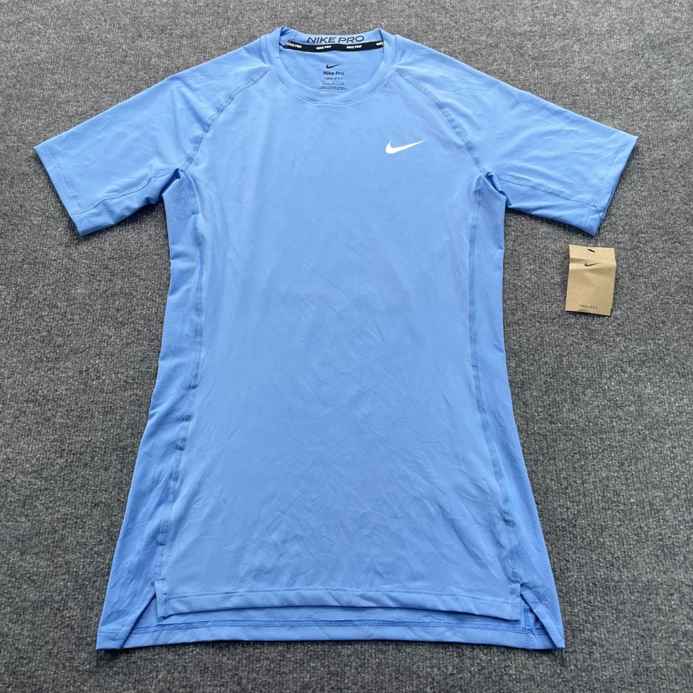 Nike Pro Short Sleeve Shirt Men's L Blue Dri-FIT Compression